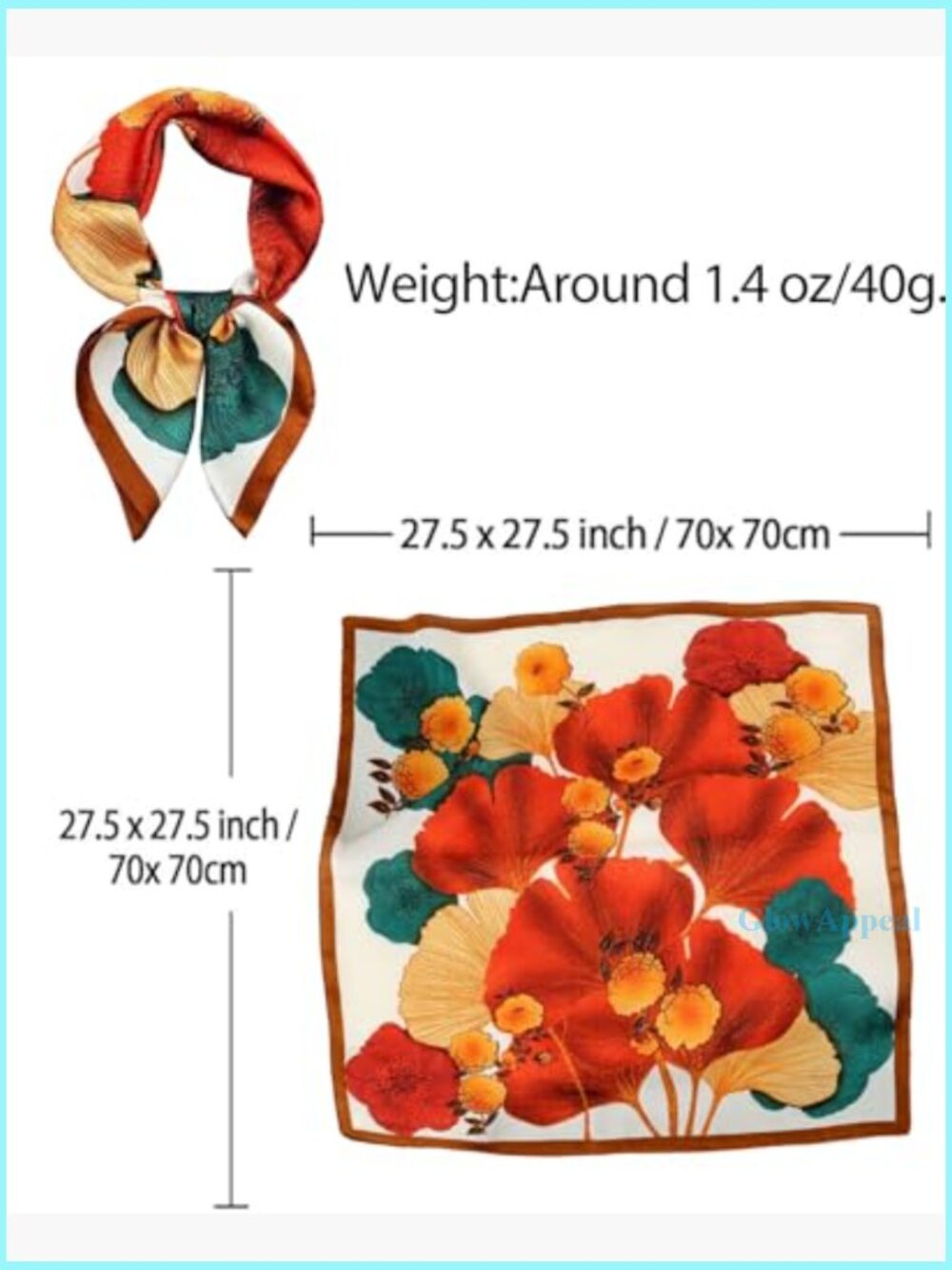 Lightweight Silk Satin Scarf 27.5x27.5 Inch Polyester Head Neck Accessory - Picture 3 of 7